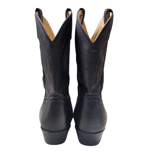 Smokey Mountain Black Leather Embroidered Cowboy Boots Kids Size 2.5 - Picture 7 of 10